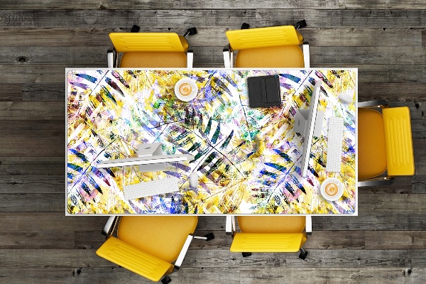 Tapis de bureau feuilles d'or