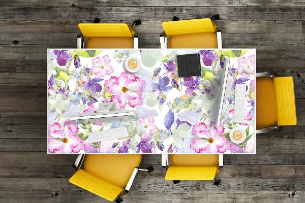Sous-main bureau Fleurs pourpres
