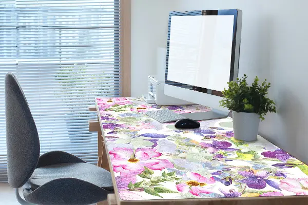 Sous-main bureau Fleurs pourpres