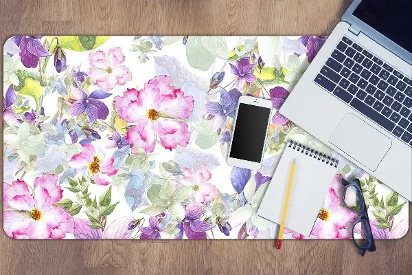 Sous-main bureau Fleurs pourpres