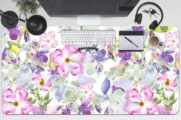 Sous-main bureau Fleurs pourpres