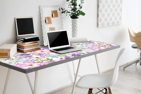 Sous-main bureau Fleurs pourpres