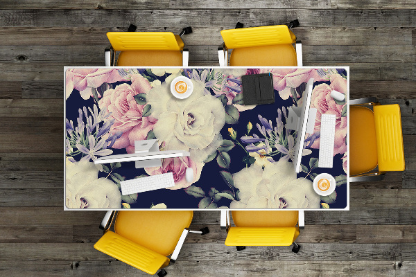 Sous-main bureau Roses blanches Vintage