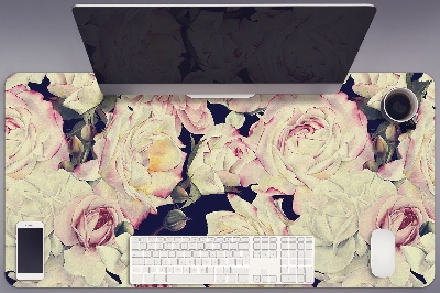 Sous main de bureau roses blanches