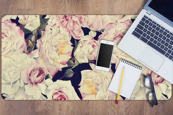 Sous main de bureau roses blanches