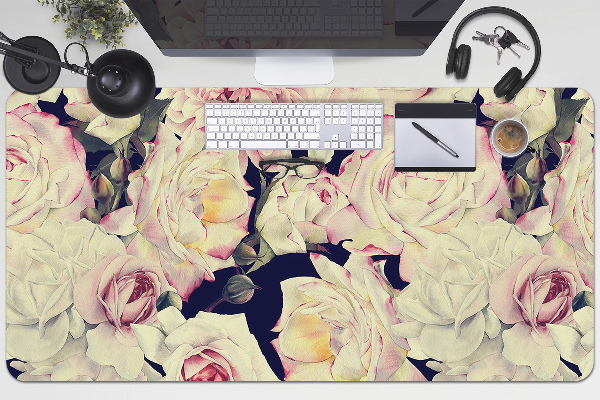 Sous main de bureau roses blanches