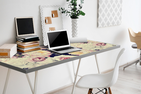 Sous main de bureau roses blanches