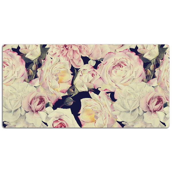 Sous main de bureau roses blanches