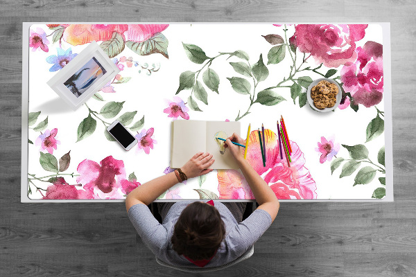 Sous main de bureau Roses aquarelles