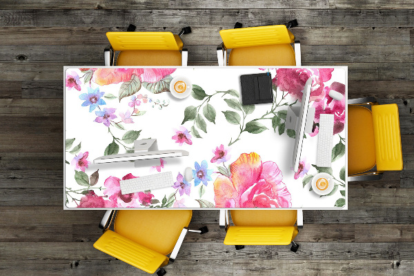 Sous main de bureau Roses aquarelles