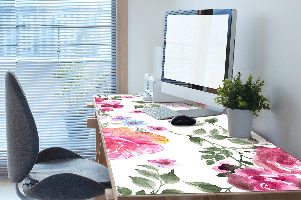 Sous main de bureau Roses aquarelles