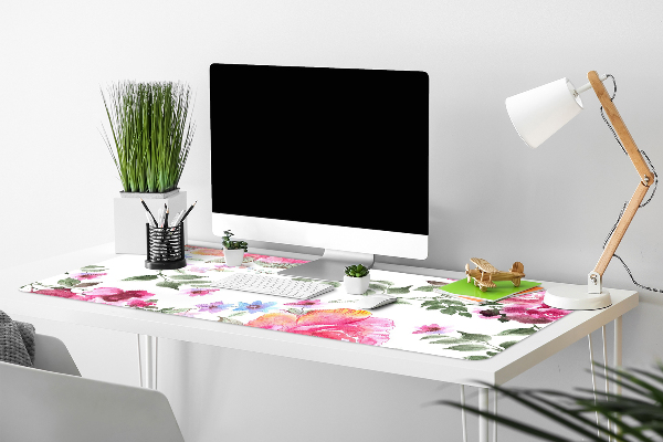 Sous main de bureau Roses aquarelles