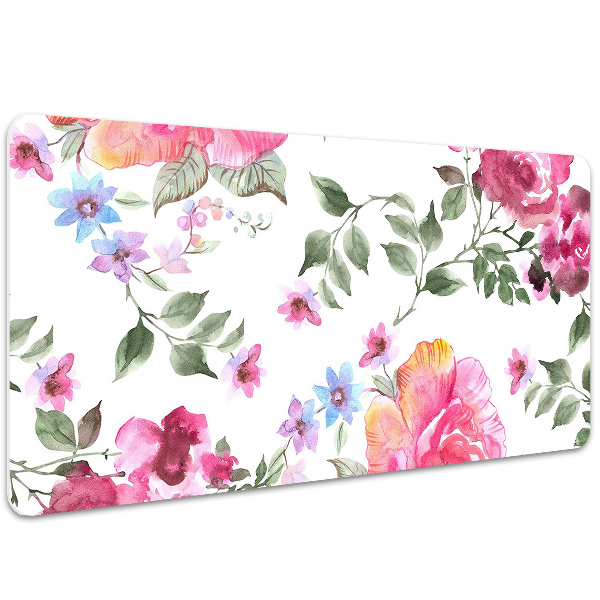Sous main de bureau Roses aquarelles