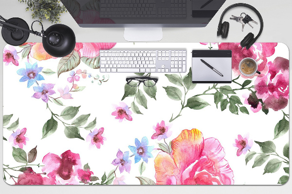 Sous main de bureau Roses aquarelles
