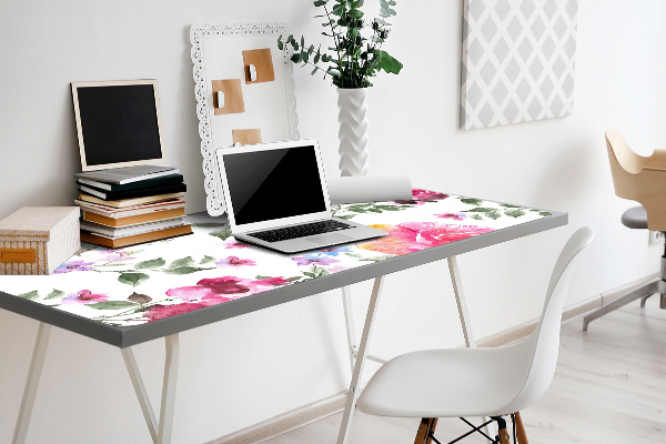 Sous main de bureau Roses aquarelles