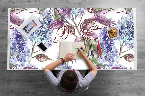 Sous-main bureau Feuilles violettes