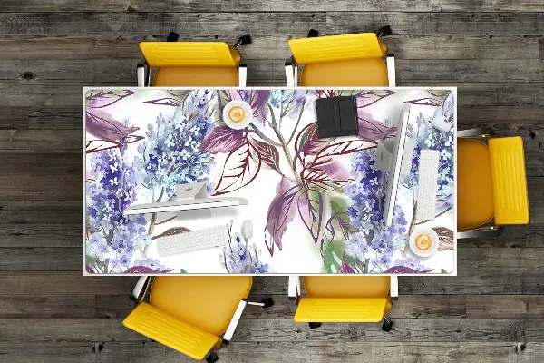 Sous-main bureau Feuilles violettes