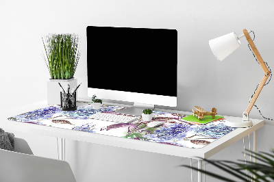 Sous-main bureau Feuilles violettes