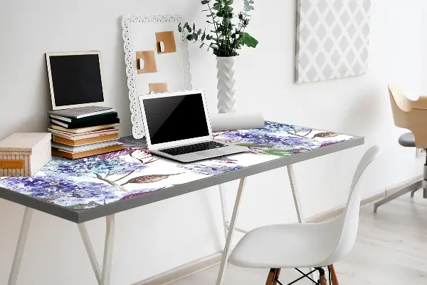 Sous-main bureau Feuilles violettes