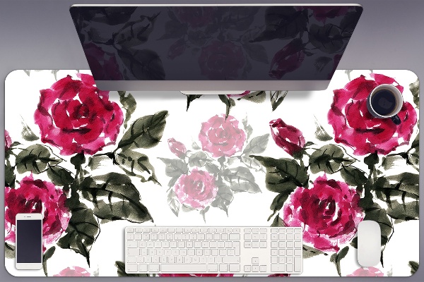 Sous main de bureau Roses peintes