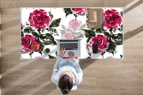 Sous main de bureau Roses peintes