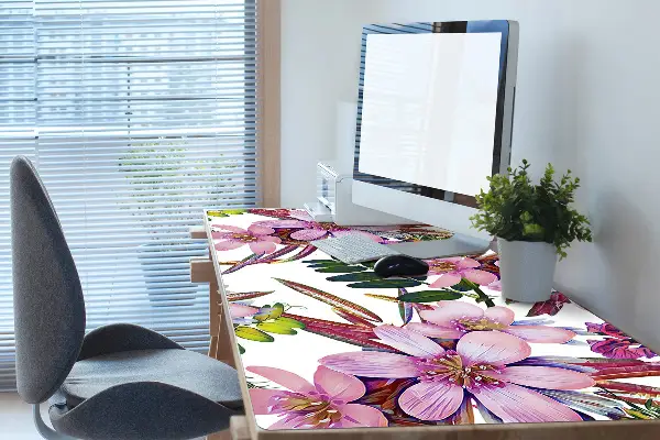 Sous main de bureau Fleurs roses