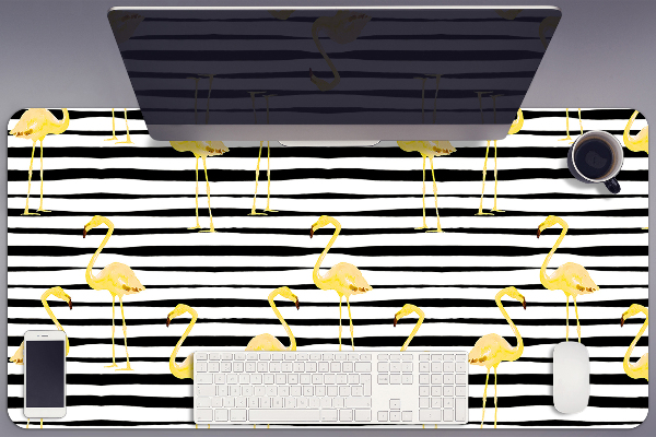 Sous-main bureau Flaminingos dorés