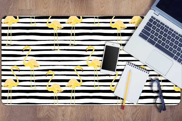 Sous-main bureau Flaminingos dorés