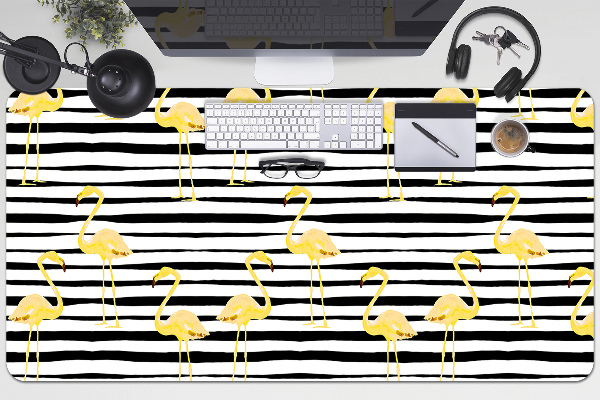 Sous-main bureau Flaminingos dorés