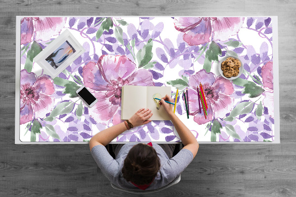 Sous-main bureau Fleurs pourpres