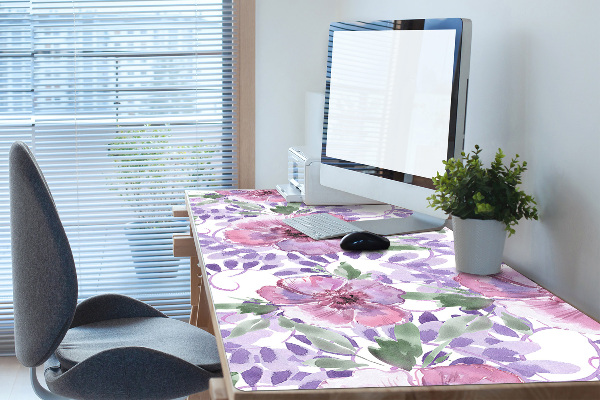 Sous-main bureau Fleurs pourpres