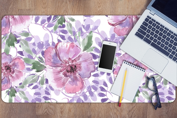 Sous-main bureau Fleurs pourpres