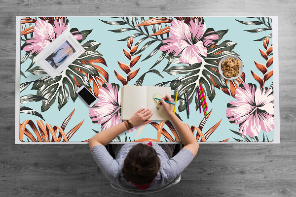 Sous-main bureau Fleurs hibiscus