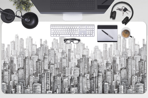 Sous-main bureau Ville noire et blanche