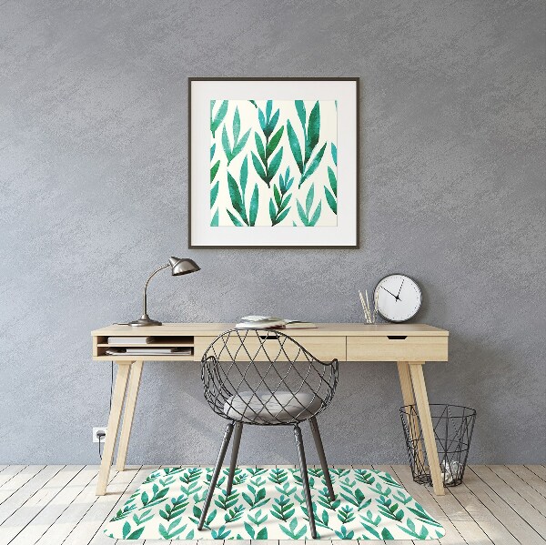 Tapis pour chaise de bureau Feuilles vertes