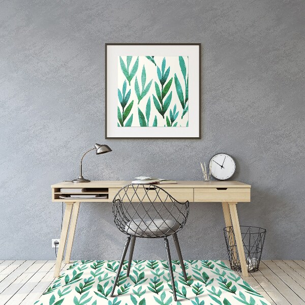 Tapis pour chaise de bureau Feuilles vertes