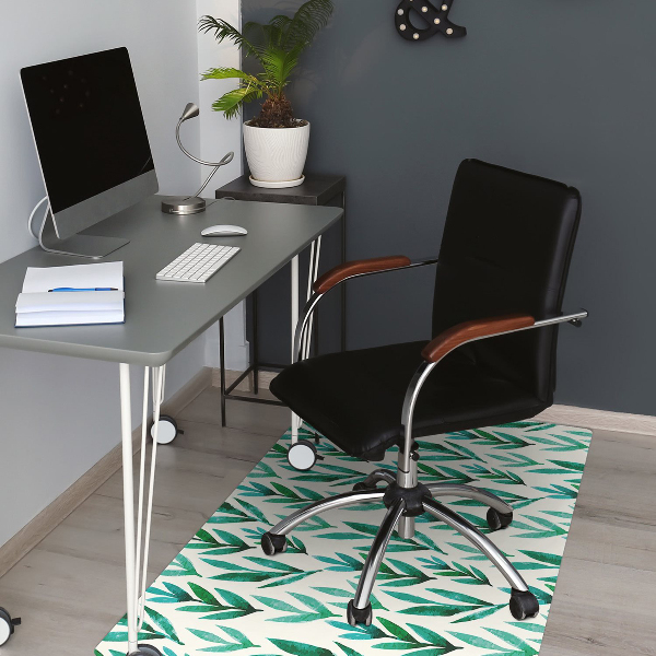 Tapis pour chaise de bureau Feuilles vertes