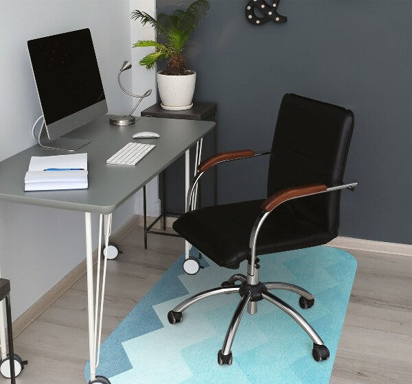 Tapis pour chaise de bureau Zigzags bleu