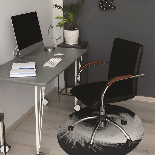 Tapis bureau plume blanche