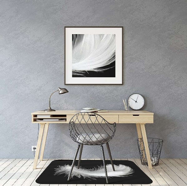 Tapis bureau plume blanche