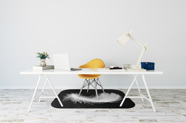 Tapis bureau plume blanche