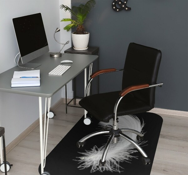 Tapis bureau plume blanche