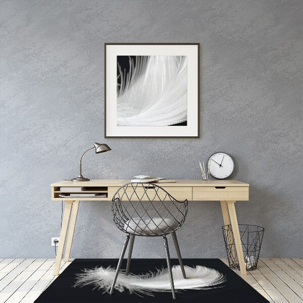 Tapis bureau plume blanche
