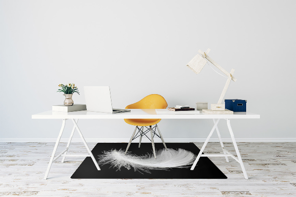 Tapis bureau plume blanche
