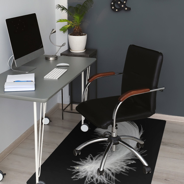 Tapis bureau plume blanche
