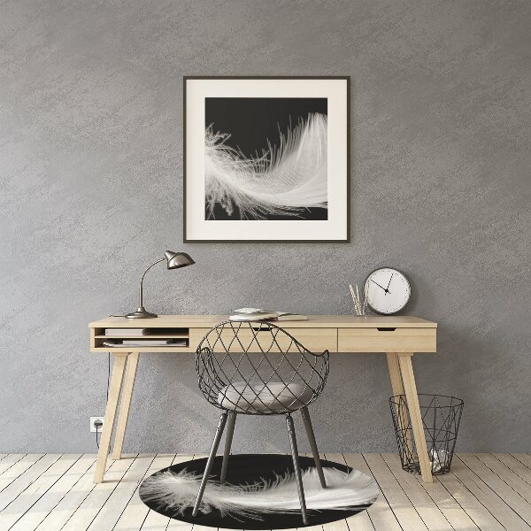 Tapis bureau plume blanche