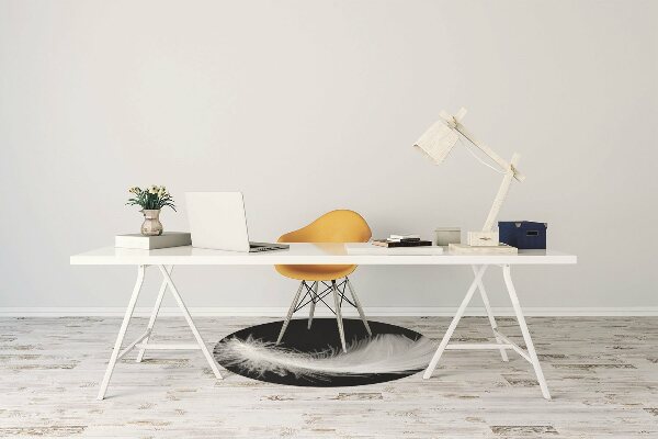 Tapis bureau plume blanche