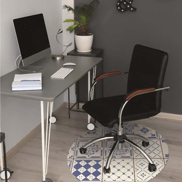 Tapis pour chaise de bureau Tuiles bleues