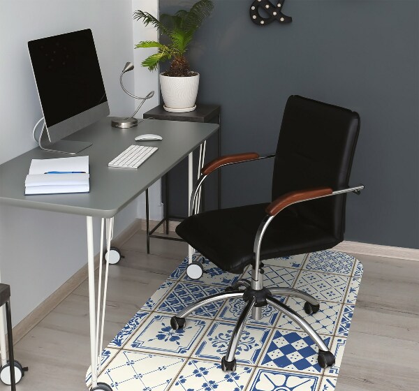 Tapis pour chaise de bureau Tuiles bleues