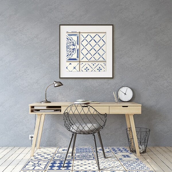 Tapis pour chaise de bureau Tuiles bleues
